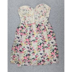Poetry Dress Junior Womens Size Medium Strapless Short Spring Floral NWT